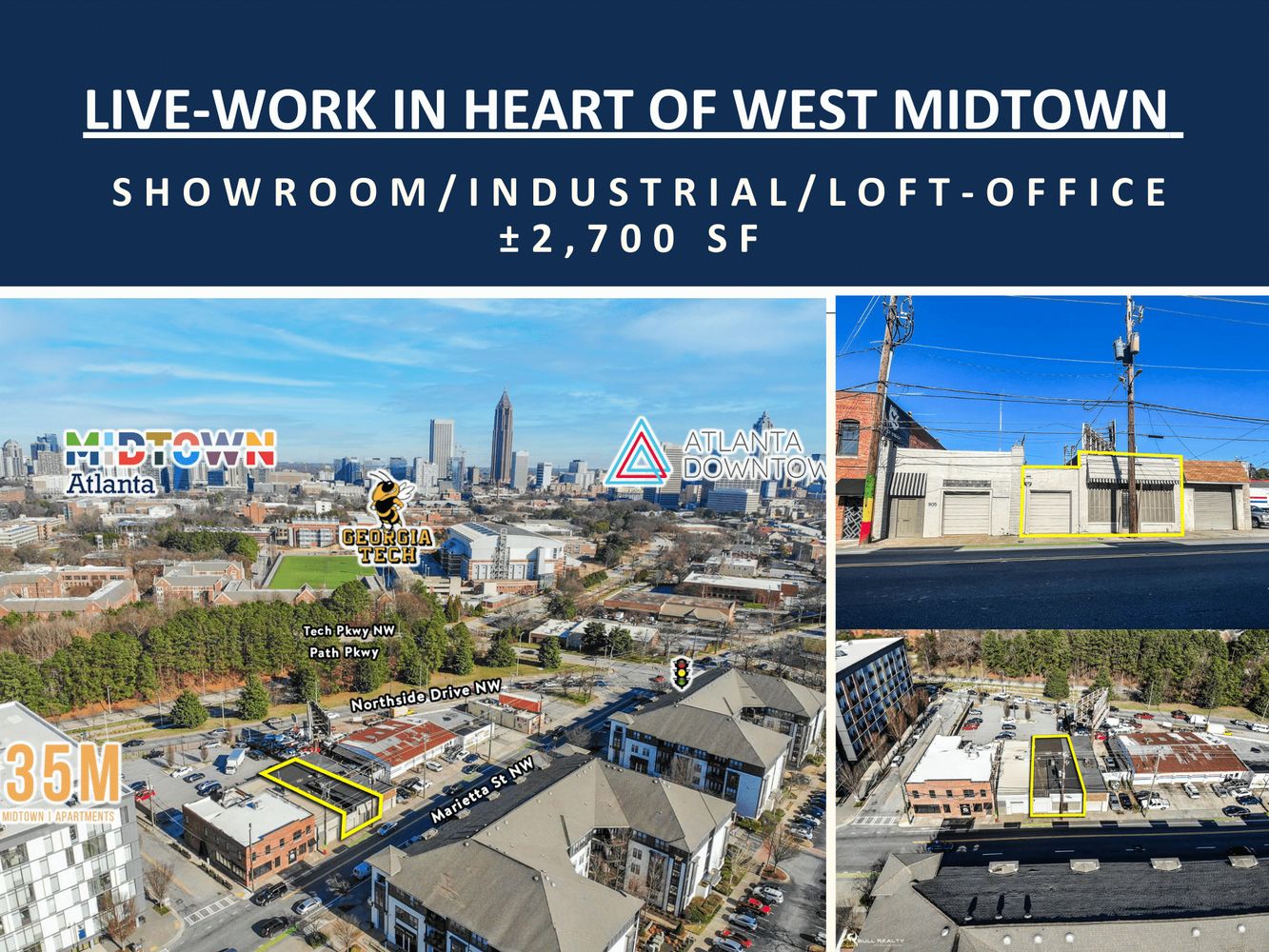 Live-Work Opportunity in Heart of West Midtown | ± 2,700 SF | Showroom/ Industrial/ Loft-Office: 903 Marietta St NW, Atlanta, GA 30318